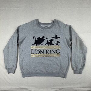 Disney The Lion King Sweatshirt Gray Gold Graphic Pullover Mens Large L RN71868